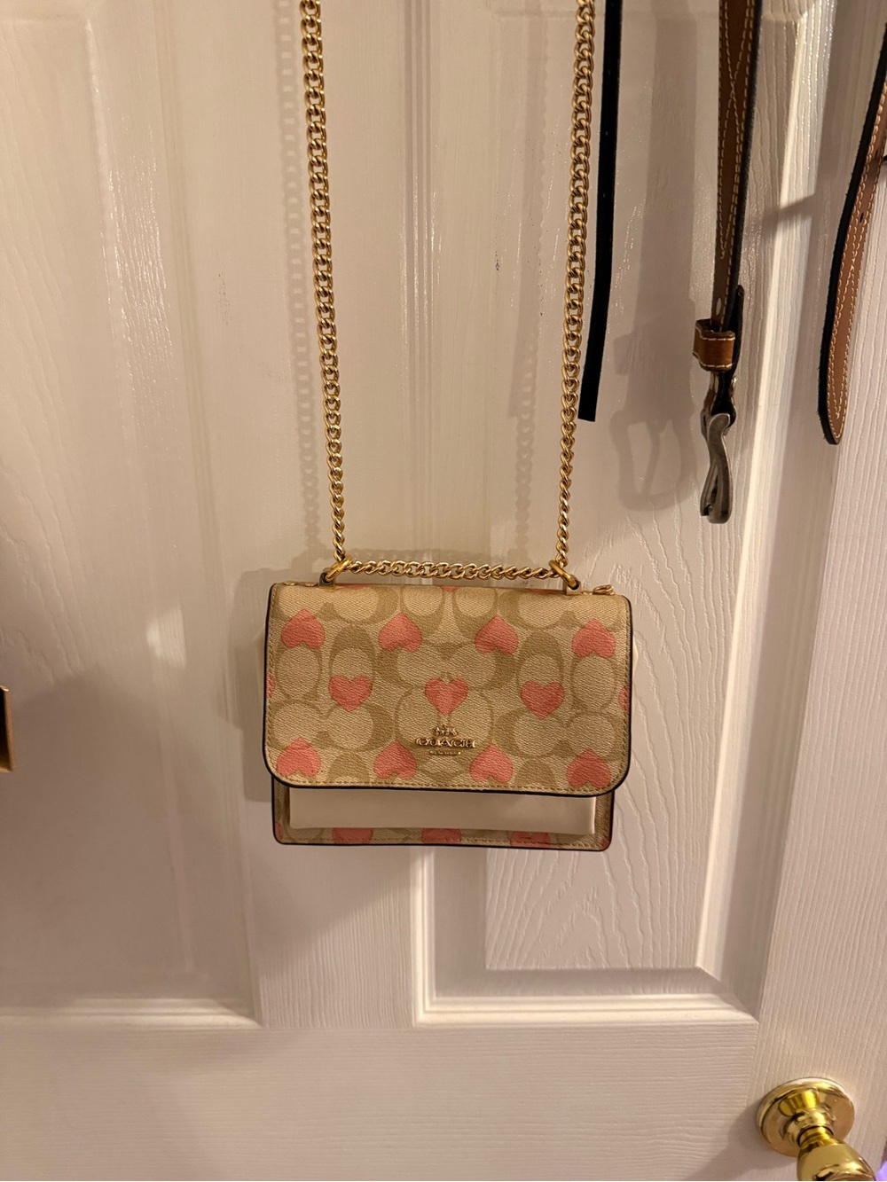 Coach Signature Canvas Crossbody with Pink Heart Print